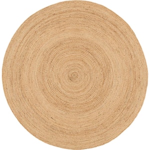 Natural Jute Natural 8 ft. x 8 ft. Solid Contemporary Round Area Rug