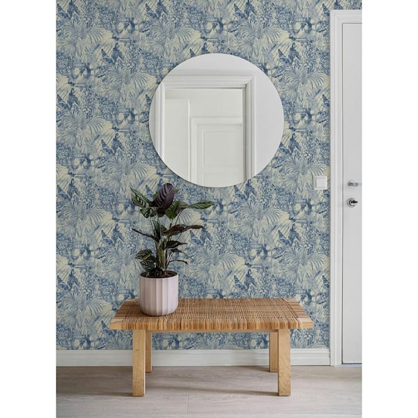 Porto Santo Toile Azure Vinyl Peel and Stick Wallpaper Roll (Covers 30.75 sq. ft. )