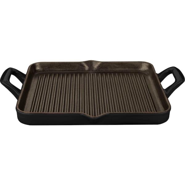 La Cuisine 1 Qt. Cast Iron Rectangular Grill Pan with Black Enamel