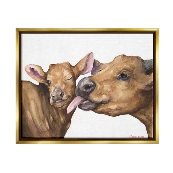 The Stupell Home Decor Collection Baby Cow Family Animal ...