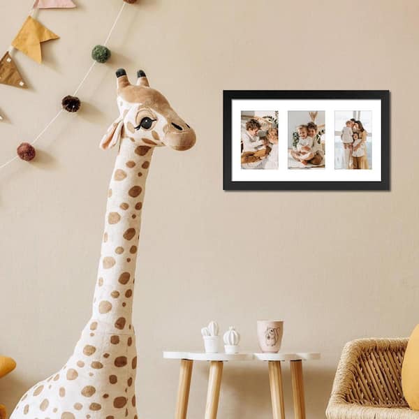 8 x 14 Collage Picture Frame, 3 Pieces 4 x 6 Photos with Mat or 8 x 14 Without Mat, Horizontal or Vertical Wall Mounting