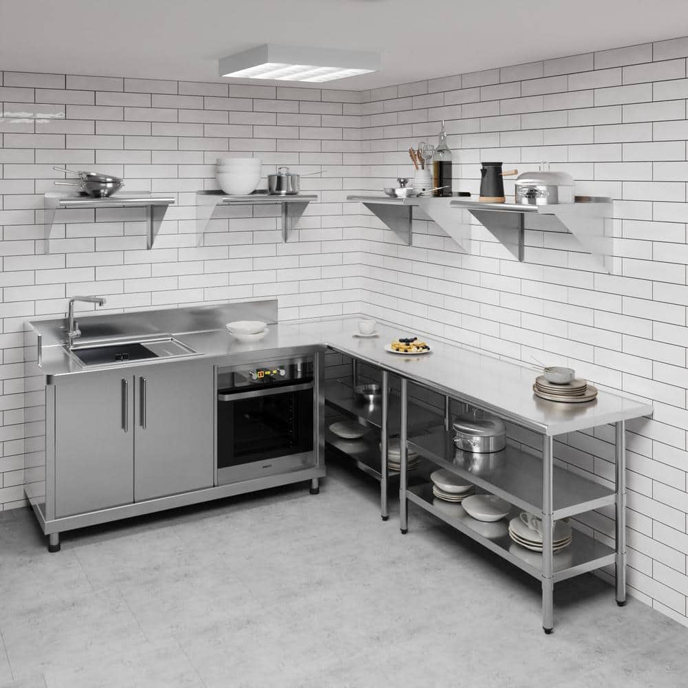 24" x 18" Stainless Steel Wall Shelf with Brackets