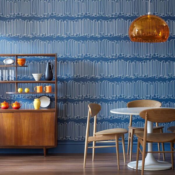 Graham & Brown 56 sq. ft. Loopy Lines Blue Wallpaper