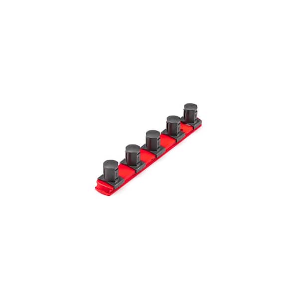 TEKTON 3/4 in. Drive x 8 in. Socket Rail, 5 Clips (Red)