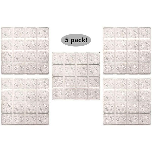 American Tin Ceilings 2-ft x 2-ft Creamy White Satin Steel Surface-mount Ceiling Tile (5-Pack, 20-sq ft / Case)