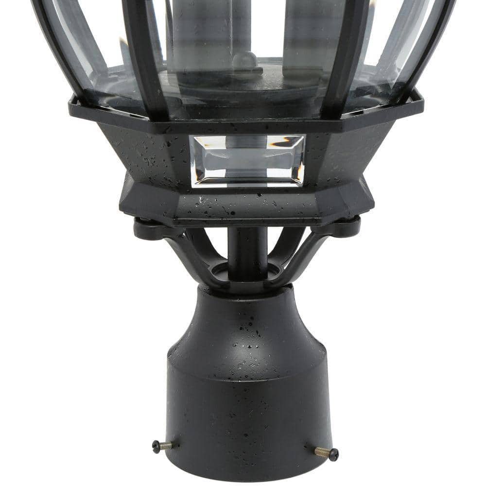 Central Park Black 21" Outdoor Post Lantern with Clear Glass