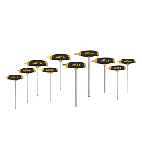 Wiha SoftGrip Dual Drive Hex Key SAE T-Handle (10-Piece) Tray Set