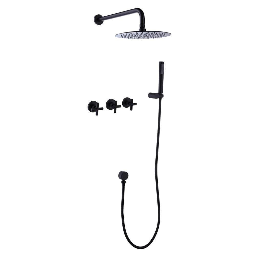 1-Spray Round Wall Bar Shower Kit with Hand Shower in Matte Black price history on PriceWatchPro