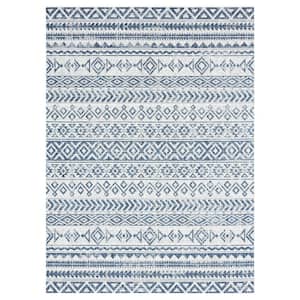 Patio Country Odina Navy Blue/Ivory 5 ft. x 7 ft. Southwest Tribal Indoor/Outdoor Area Rug