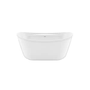 Suna 58 in. AcrylX Center Drain Non-Whirlpool Flatbottom Freestanding Bathtub in White