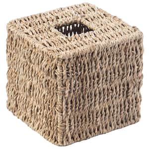 Beige / Brown Natural Woven Seagrass Wicker Square Tissue Box Cover Holder