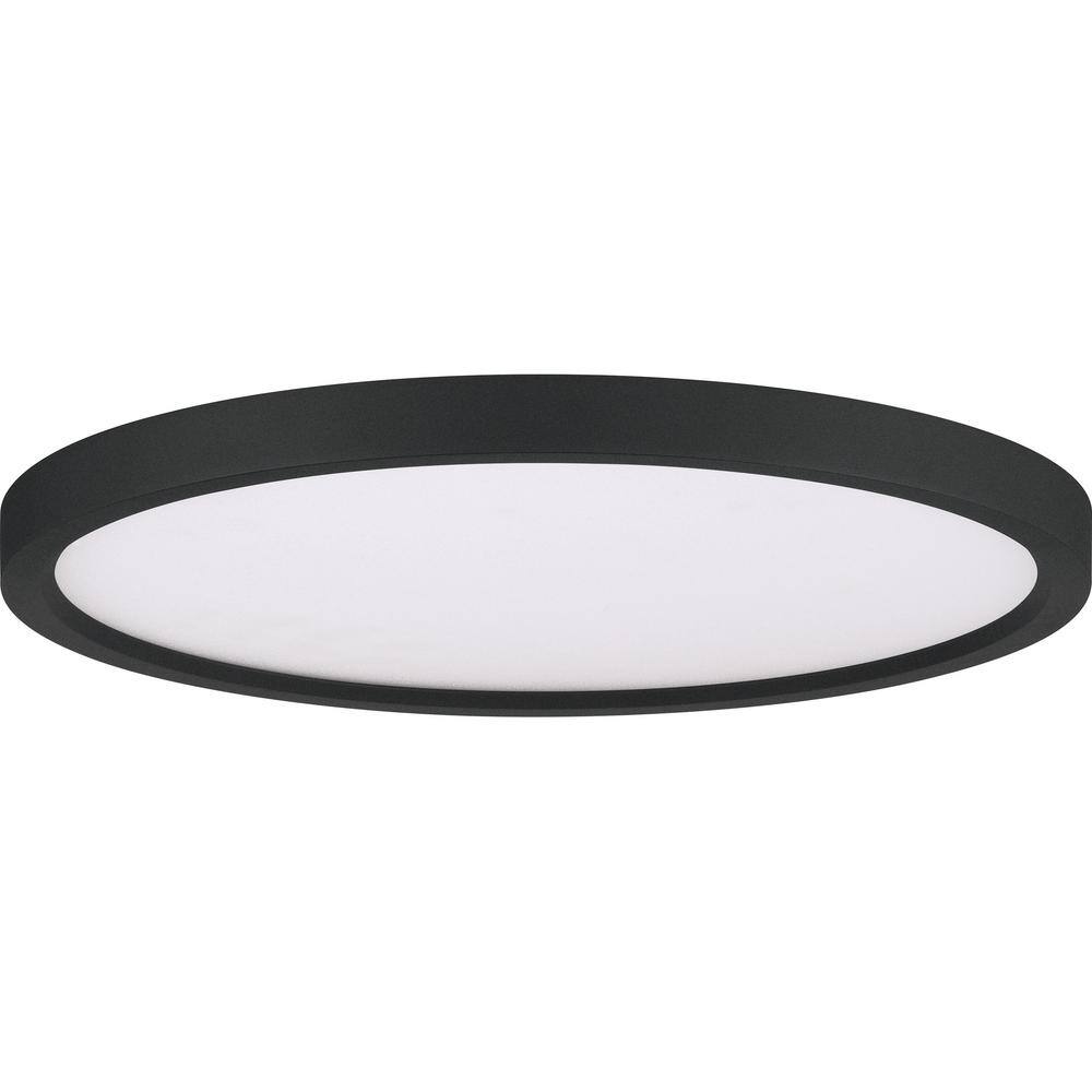 Sleek Earth Black 15" Aluminum LED Flush Mount with White Acrylic Shade