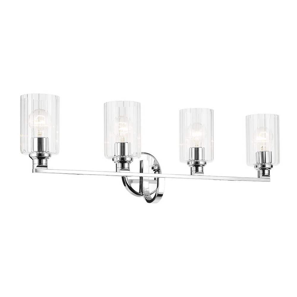 Gioe 32.25 in. 4-Light Vanity Light with Clear Fluted Glass in Chrome price history on PriceWatchPro