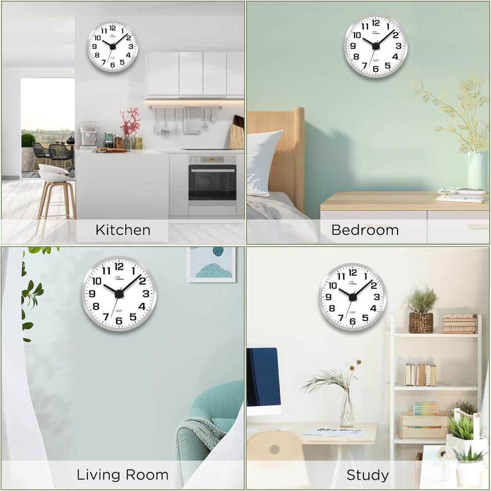 12-Inch Silver Digital Night Light Wall Clock with Glass Face