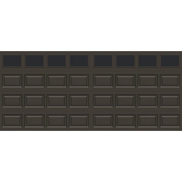 Classic Steel Short Panel 16 ft. x 7 ft. Insulated 18.4 R-Value Mocha Brown Garage Door with windows