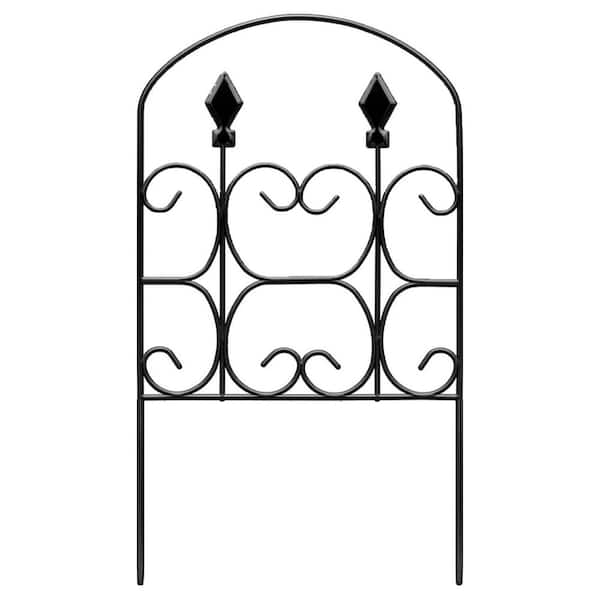 Oyezvary Decorative 24.5in Tall Metal Garden Fence Animal Barrier Black 10 Pack Easy Install Rust Resistant