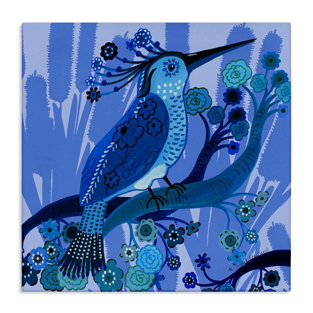 Folk Style Blue Bird by Kay Widdowson Unframed Animal Graphic Art Print 36 in. x 7 in. price history on PriceWatchPro