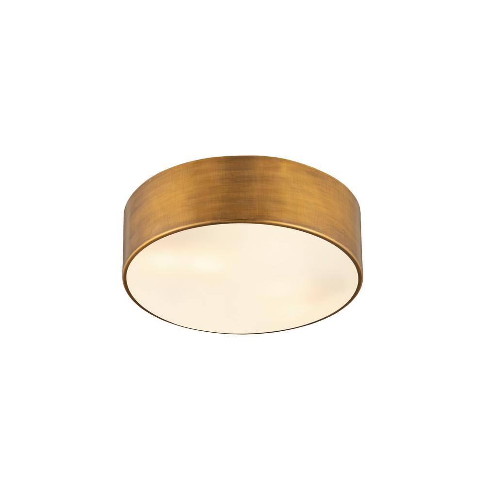 Harley Modern 3-Light Rubbed Brass Drum Flush Mount LED