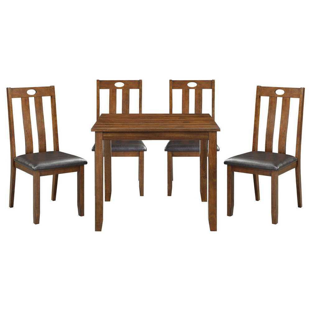 EVERGLADE HOME Ithaca 5Piece Square Brown Wood Top Dining Room Set LX