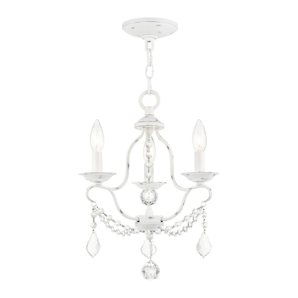 Antique White Mini 3-Light Candle Chandelier