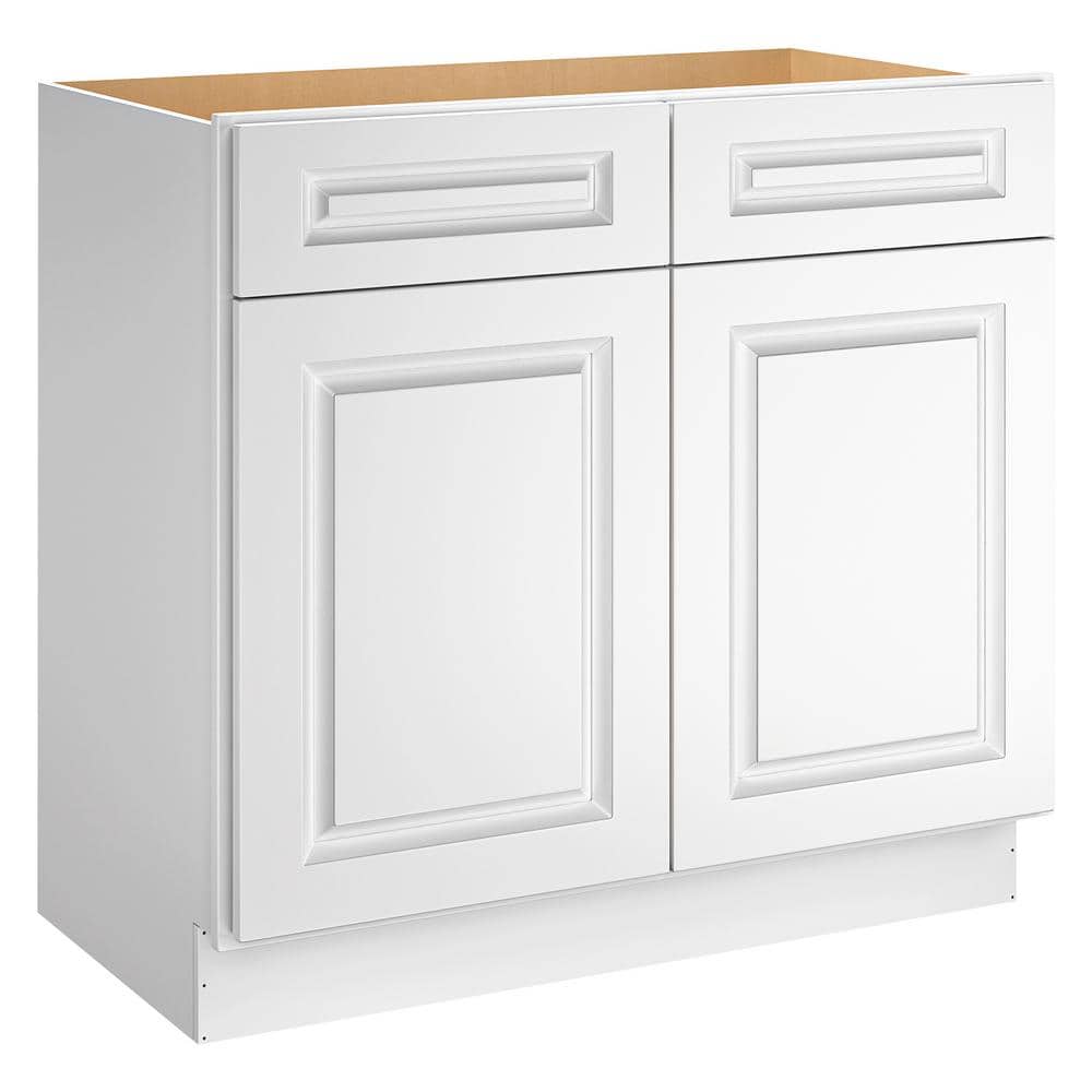 HOMEIBRO Newport 36-in W X 21-in D X 34.5-in H in Raised PanelWhite Plywood Ready to Assemble Floor Vanity Base Kitchen Cabinet, Raised Panel White -  HD-VS36-TW-A