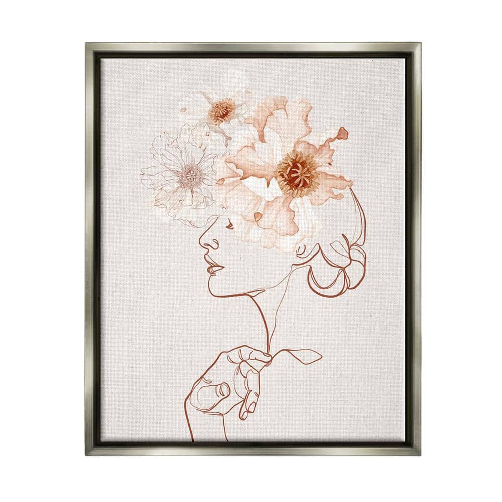 The Stupell Home Decor Collection Delicate Pink Flower Blossoms Woman Line  Drawing by Ros Ruseva Floater Frame Nature Wall Art Print 21 in. x 17 in.  am-041_ffl_16x20 The Home Depot