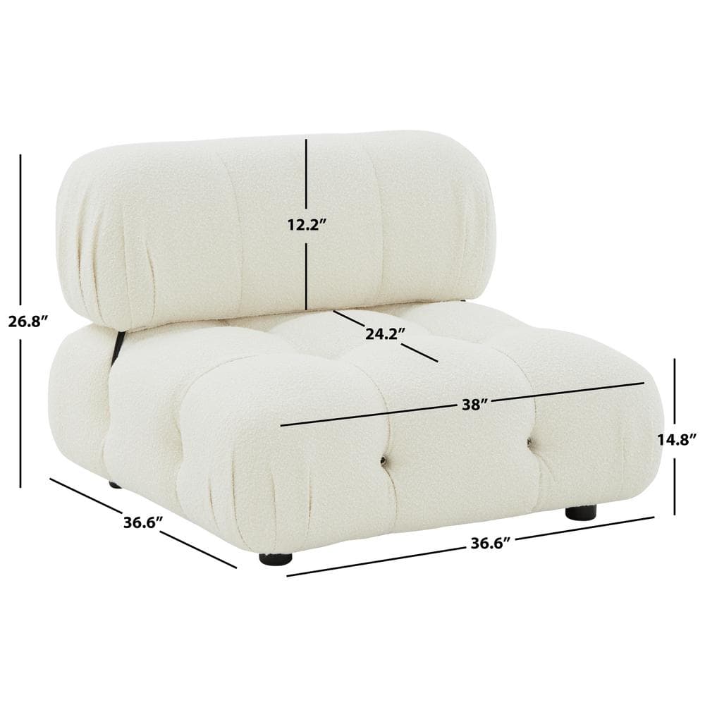 Ellamaria Ivory Boucle Wood Slipper Accent Chair