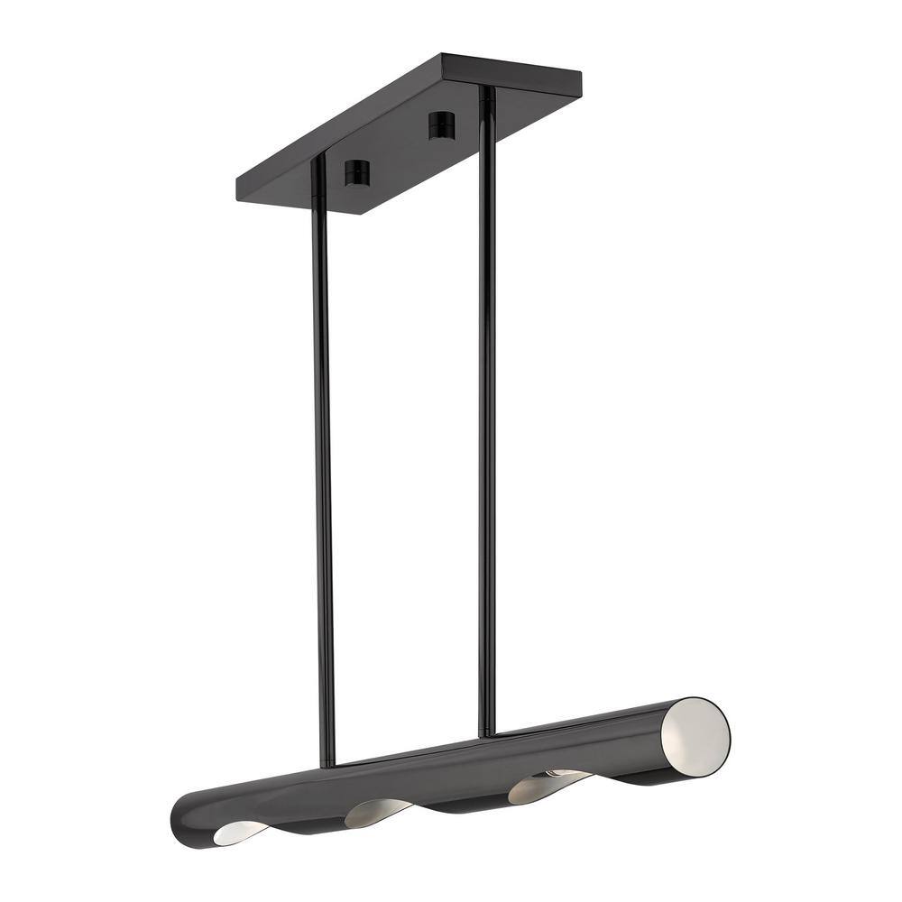 Acra Minimalist Black Chrome 3-Light Linear Chandelier