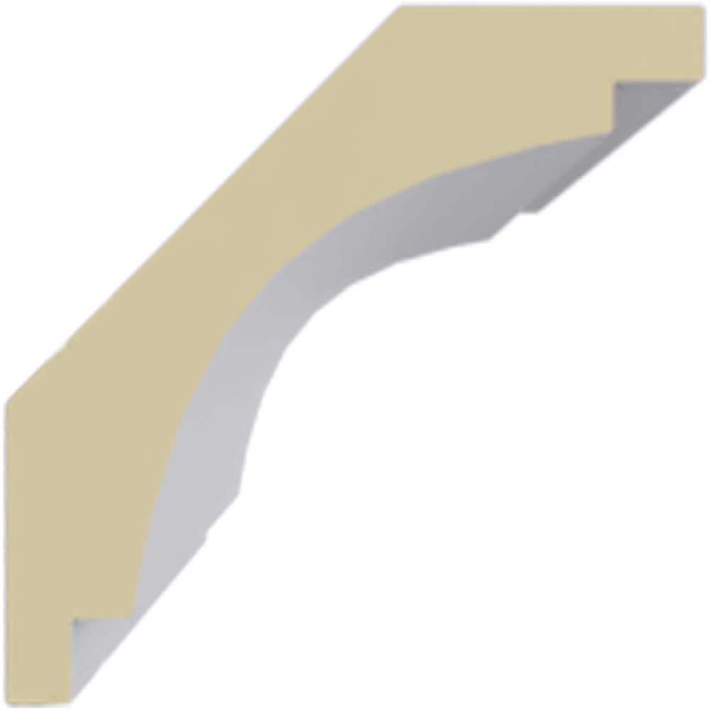 Classic Smooth White Polyurethane Crown Moulding, 94.5" Length