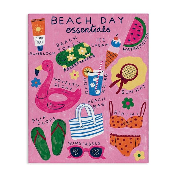 Stupell Industries Beach Day Essentials by Lisa Barlow Unframed Coastal Graphic Art Print 20 in. x 16 in.