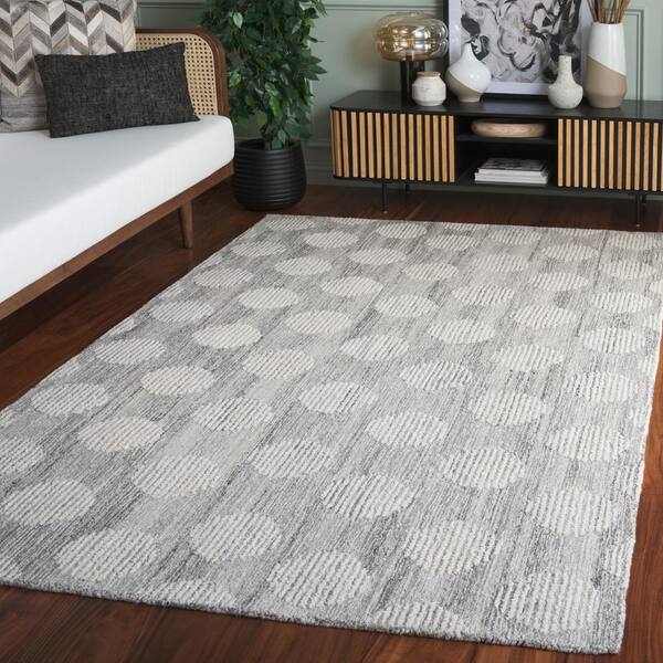 Metro 4 ft. x 6 ft. Gray/Ivory Polka Dot Area Rug