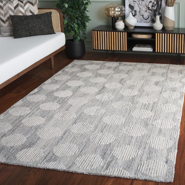 Metro 6 ft. x 9 ft. Gray/Ivory Polka Dot Area Rug