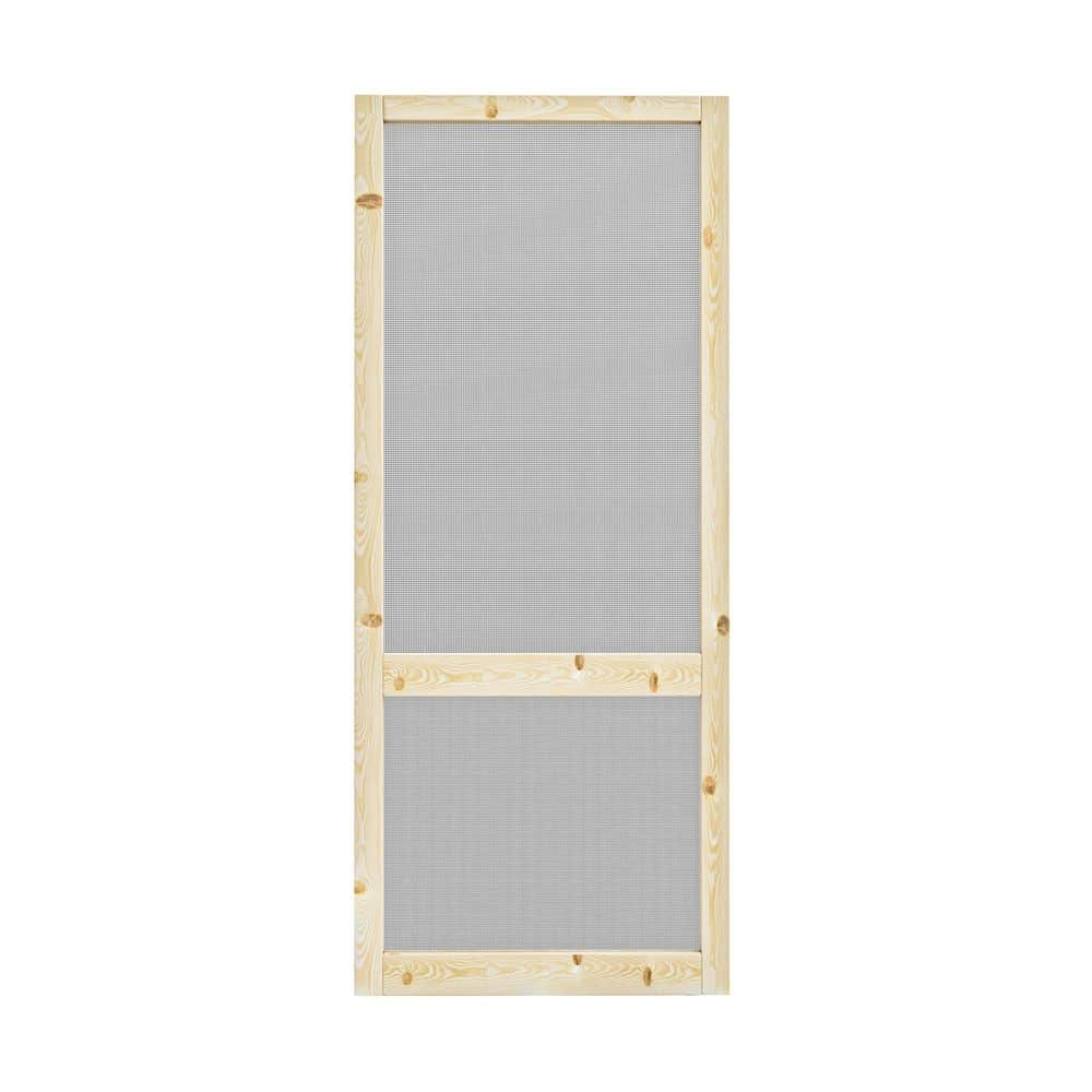 32 in. x 80 in. Universal Unfinished Solid Pine Wood Farmhouse 2 Bar Hinged Screen Door with Gauze Mesh for Courtyard price history on PriceWatchPro