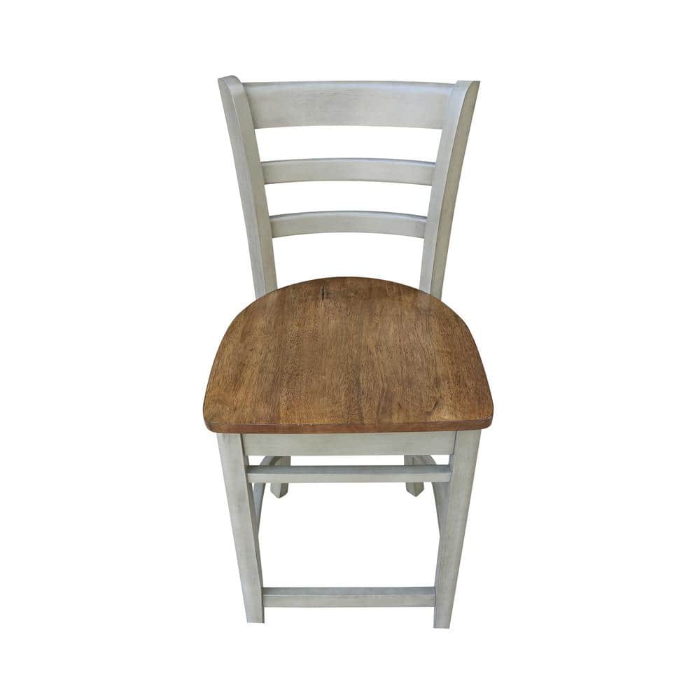 Emily Ladder Back Parawood Counter Stool - White & Heather Gray
