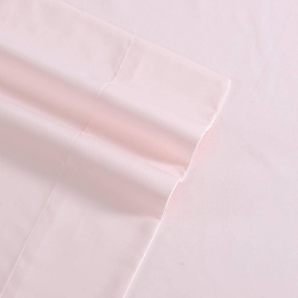 King Solid Pink Cotton Polyester Sateen Sheet Set