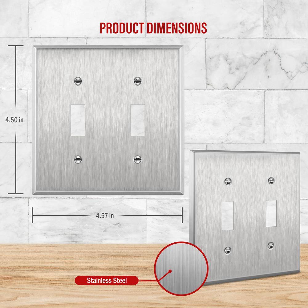 Standard 2-Gang Stainless Steel Toggle Wall Plate