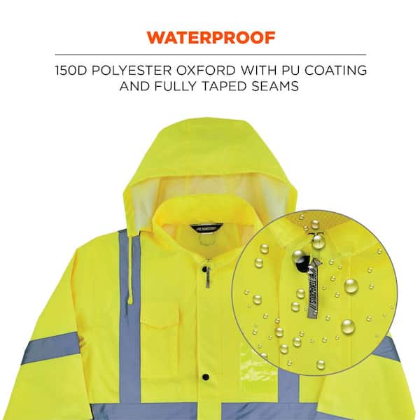 Rain Suits Black Safety Jacket Raincoat Hooded Waterproof Fishing Pants US