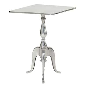 16 in. Silver Large Square Aluminum End Accent Table