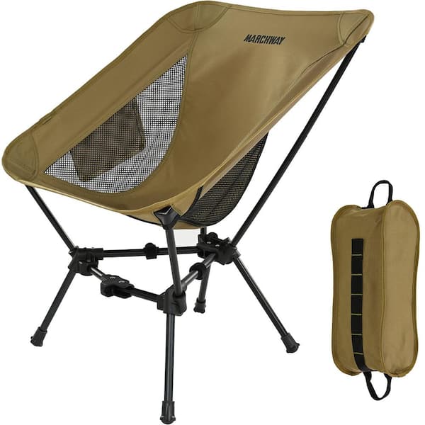 Angel Sar Lightweight Aluminum Folding Camping Chair for Outdoor Hiking, Khaki