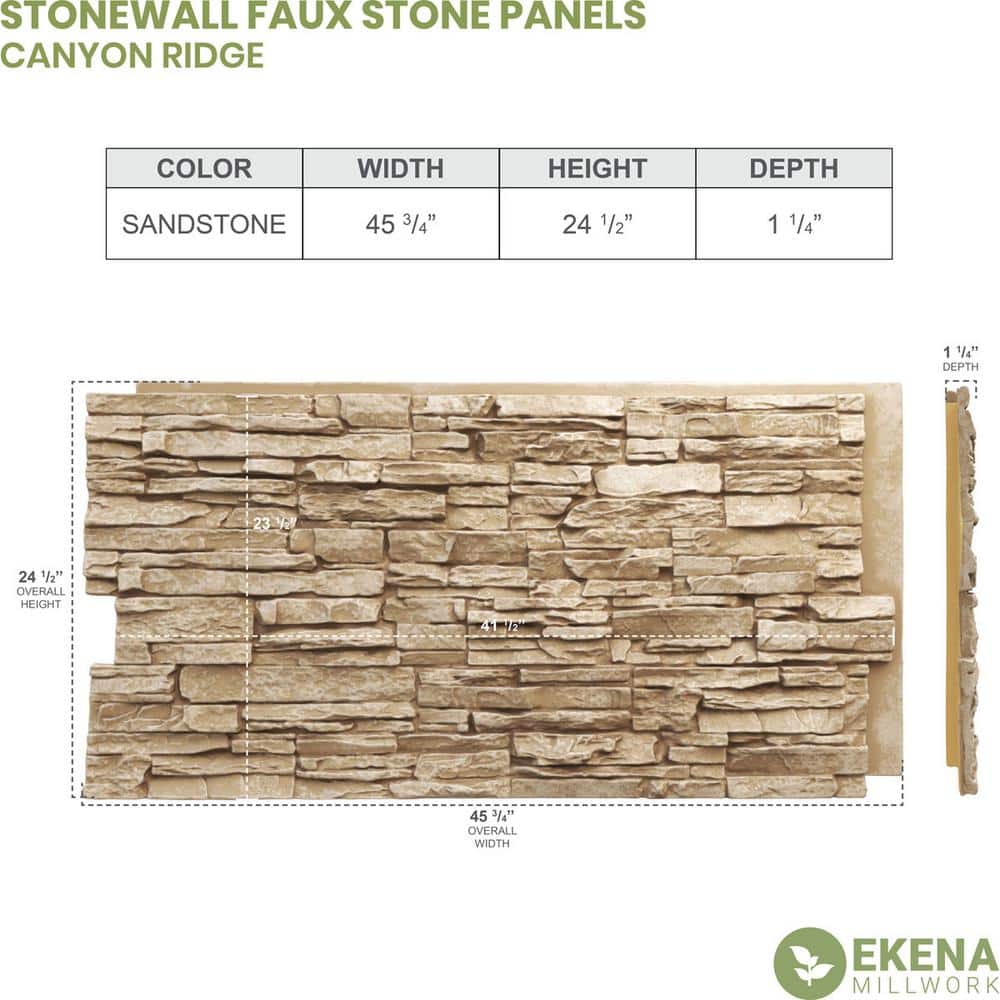 Sandstone Faux Stone 48" x 24" Wall Panel