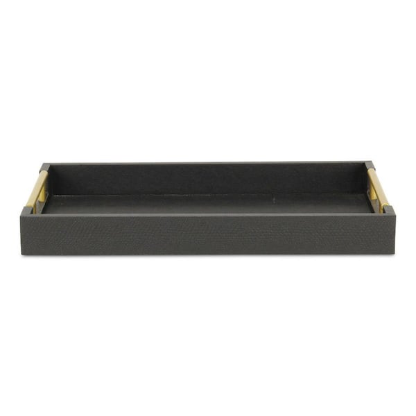 HomeRoots Black Rectangle Wood 15.75 in. Decorative Serving Tray