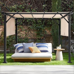 10 ft. x 10 ft. Steel Patio Pergola with Beige Shade Canopy