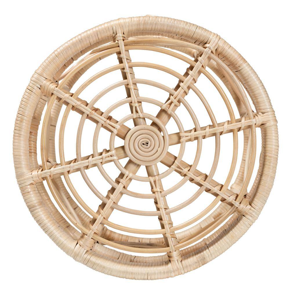 Natural Brown Rattan Round Bohemian 2-Piece Nesting Tables