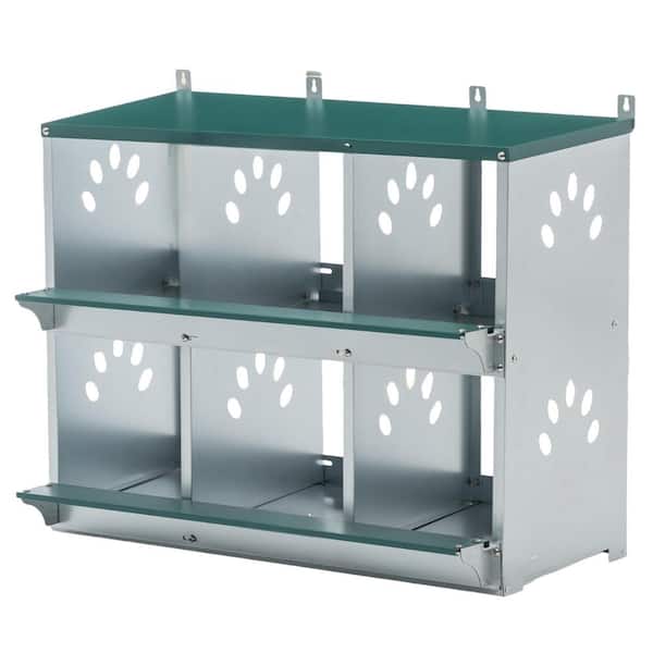 Tileon Outdoor Screen Panel, Chicken Nesting Box, 6-Room Metal Nesting Boxes for Chicken, Galvanized Steel for Hens in Green