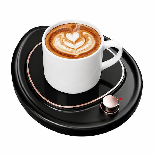 Black Coffee Mug Warmer Plate with Two Temperature Settings for Desk, Office, Home and Candle Warming