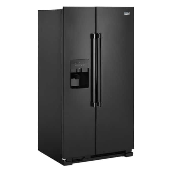 Maytag 24.5 cu. ft. Side by Side Refrigerator in Black with Exterior Ice and Water Dispenser