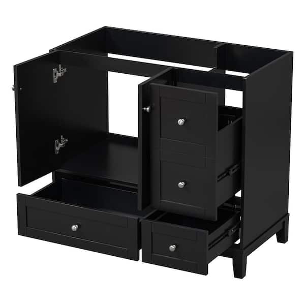 35.4 in. D x 17.5 in. W x 33 in. H Bathroom Black Linen Cabinet