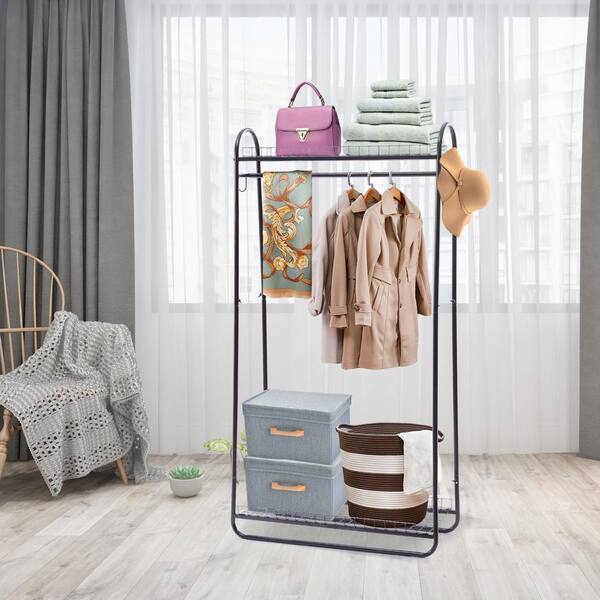 LANGRIA Heavy-Duty Metal Storage Closet Clothes Shoe Rack