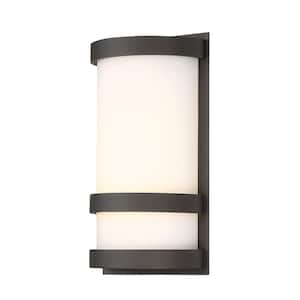 Latitude 10 in. Bronze Integrated LED Outdoor Wall Sconce, 3000K