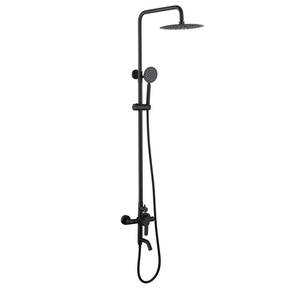 Single Handle 1-Spray Outside Tub and Shower Faucet 1.6 GPM 10 in. Stainless Steel Exposed Shower System in Matte Black price history on PriceWatchPro